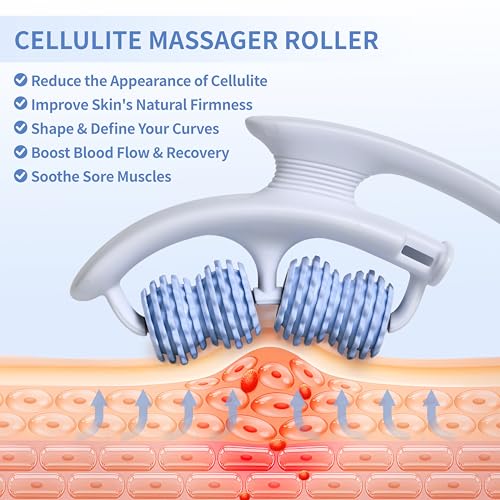 Cellulite Massage Roller for Legs, Anti Cellulite Massage Tool for Legs, Thighs, Arms with Detachable Handles, Lymphatic Drainage Massager for Deep Tissue Pain Relief