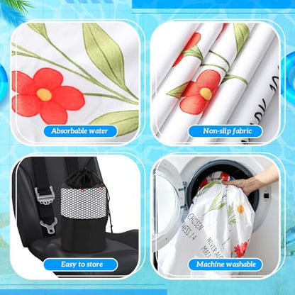 Hahafelt 2 Pack Car Seat Towel Cover with Storage Bag, Christian Floral | 63 x 32 in Car Towel Seat Cover Non Slip Waterproof, Gym Workout Swimming Running, Machine Washable Sweat Absorbent Protector - style: Christian Floral