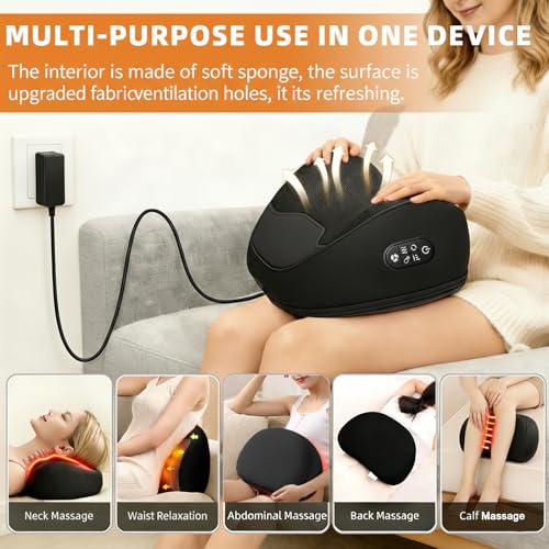 Shiatsu Neck Massager Pillow with Heat, 20 Nodes Deep Tissue Kneading Massage for Pain Relief, Back Shoulder Relaxation, Electric Cervical Support Pillow, Ideal Wellness Gift for Men Women