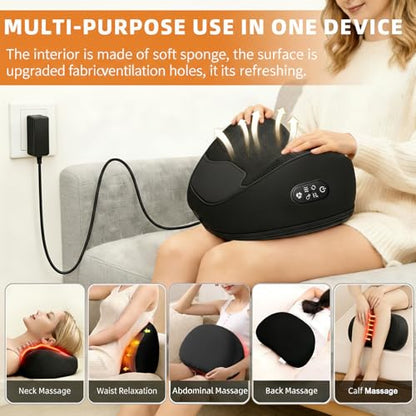 Shiatsu Neck Massager Pillow with Heat, 20 Nodes Deep Tissue Kneading Massage for Pain Relief, Back Shoulder Relaxation, Electric Cervical Support Pillow, Ideal Wellness Gift for Men Women