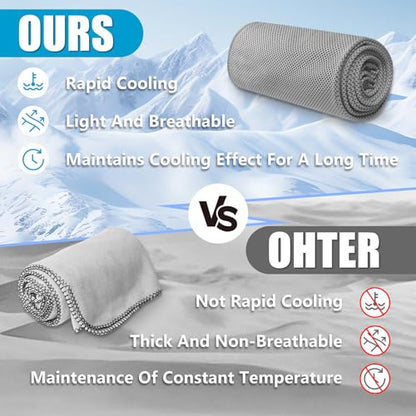 4 Pack Cooling Towels, Soft Breathable Cooling Towels for Neck and Face | Microfiber, Gym, Men, Women, Waterproof Bag, Carabiner, Yoga, Golf, Hiking, Running, athletes, gift, Lake Blue, Grey - color: Lake Blue/Grey/Pink/Green