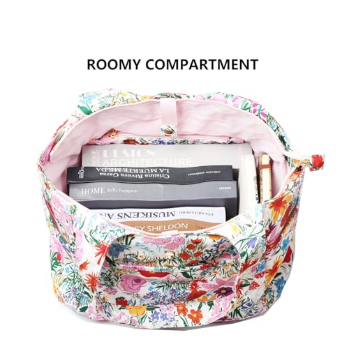 ESVAN Yoga Tote Bag Mat bag Women Shoulder Bags Carryall Tote for Travel Office Workout Gym Nurse Beach - color: Canvas Pink Flower