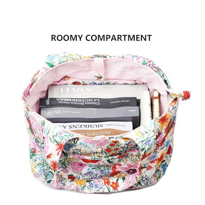 ESVAN Yoga Tote Bag Mat bag Women Shoulder Bags Carryall Tote for Travel Office Workout Gym Nurse Beach - color: Canvas Pink Flower
