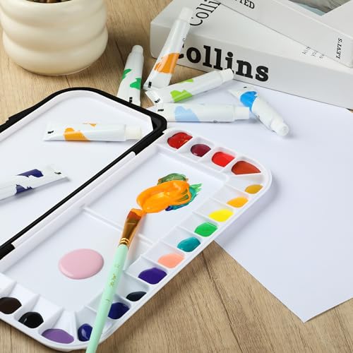 Mr. Pen- Airtight Watercolor Palette with Lid, 18 Wells & 2 Mixing Areas (Pack of 2) - color: Black, size: 2 Pack