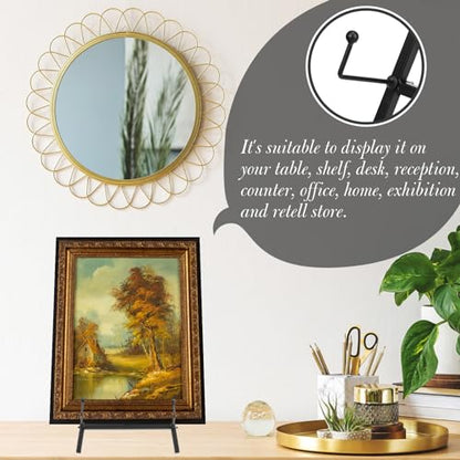 Leinuosen 1 Pcs Metal Easel Stand 16.5" H x 8.7" W x 4.3" D Table Top Easel Stand for Display Tripod Art Picture Mirror Modern Plate Holder for Display Book Photo Wedding Sign (Black) - color: Black