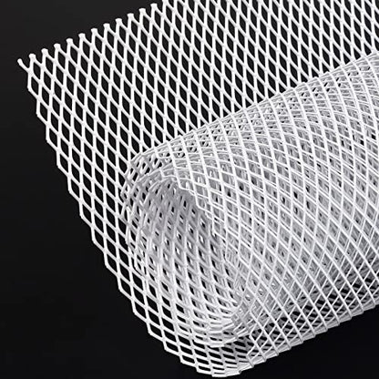 AggAuto Universal 40"x13" Car Grill Mesh 6x12mm Rhombic Hole White | Aluminum Alloy Automotive Grille Insert Bumper, One of the Most Multifunctional Shape Grids 100x33cm - size: 6x12mm Rhombus - White