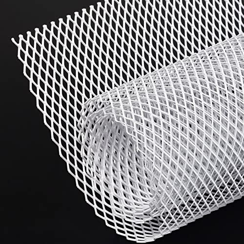 AggAuto Universal 40"x13" Car Grill Mesh 6x12mm Rhombic Hole White | Aluminum Alloy Automotive Grille Insert Bumper, One of the Most Multifunctional Shape Grids 100x33cm - size: 6x12mm Rhombus - White