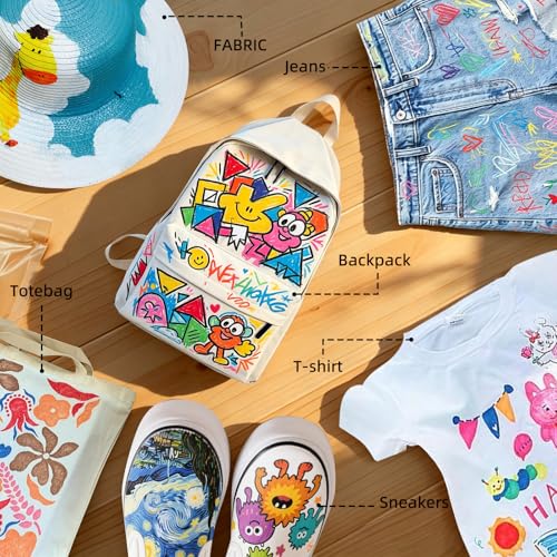 YOUKOYI Fabric Markers, 36 Colors Acrylic Paint Pens, Fabric Decorating Kits No Bleed Waterproof Quick Dry Fabric Paint Pens for Fabric DIY, Crafts, Wood, Ceramic, Sneakers, Bags, Shoes, Textile - color: 36 Colors