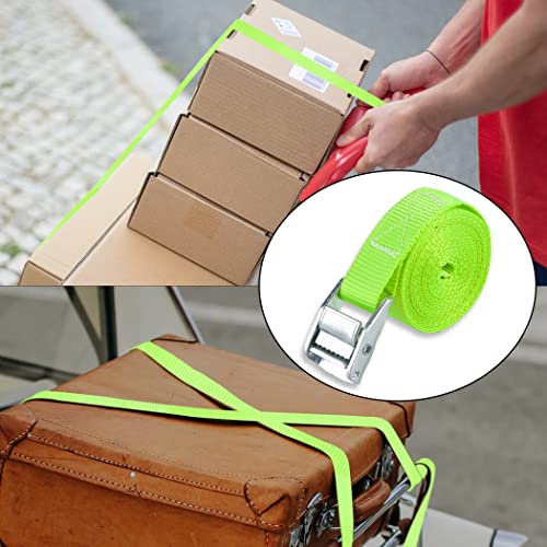 Cartman 1" x 12 ft Lashing Straps, 6 Pack, 600 lb Break Strength, Green - color: Green, size: 6 PK