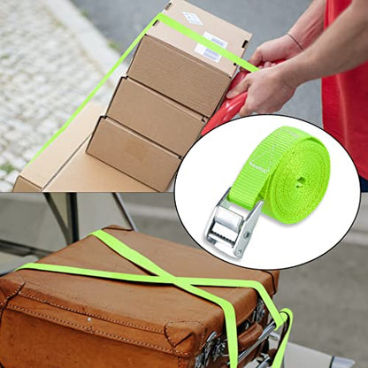 Cartman 1" x 12 ft Lashing Straps, 6 Pack, 600 lb Break Strength, Green - color: Green, size: 6 PK