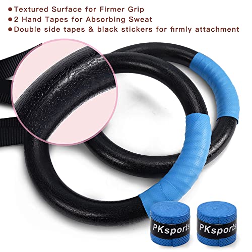 PACEARTH Gymnastic Rings 1100lbs Capacity with 14.76ft Adjustable Buckle Straps Pull Up Exercise Rings Non-Slip Rings for Home Gym Full Body Workout - color: Black
