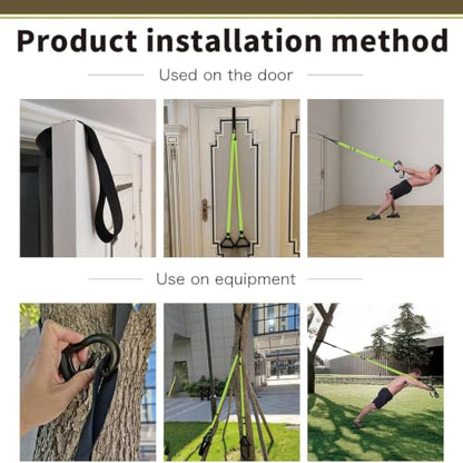 Bodyweight Resistance Training Straps, Home Gym Fitness Trainer kit - color: Bright Green