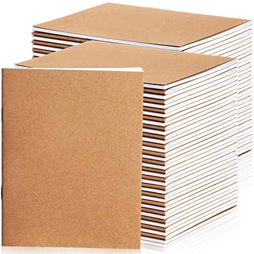 Epakh 100 Pack Mini Blank Kraft Notebooks, Brown | Unlined Sketchbook, A6, 48 Pages, 24 Sheets, 4.25 x 5.5 Inch, Small Pocket Bulk, Student Drawing Writing, Journal - color: Brown