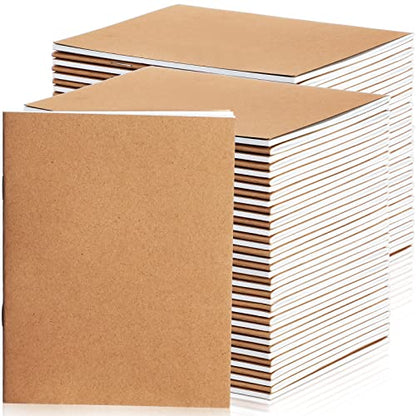 Epakh 100 Pack Mini Blank Kraft Notebooks, Brown | Unlined Sketchbook, A6, 48 Pages, 24 Sheets, 4.25 x 5.5 Inch, Small Pocket Bulk, Student Drawing Writing, Journal - color: Brown