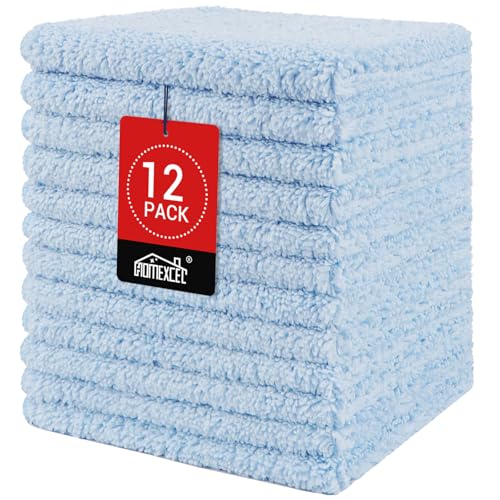 HOMEXCEL Washcloths 12PK, Ultra Soft&Highly Absorbent Face Towels, 12X12 in | Multi-Purpose Towels, Microfiber Wash Cloths for Bathroom, Hotel, Spa, Gym, and Kitchen, Machine Washable, Blue - color: Blue, size: 12 x 12 inch
