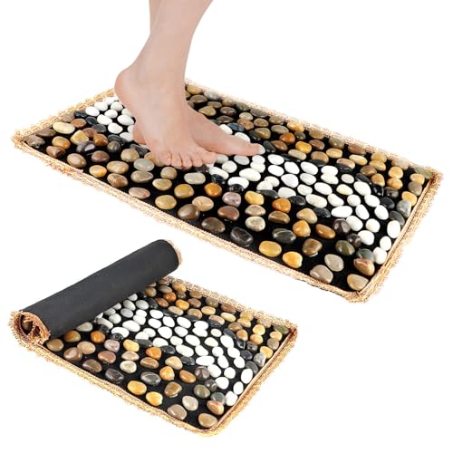 Pebbles Massage Mat, Reflexology Foot Massager, Cobblestones Foot Acupressure Pad for Tired Feet Relaxation (23.6"×15.7") - size: 23.6"×15.7"