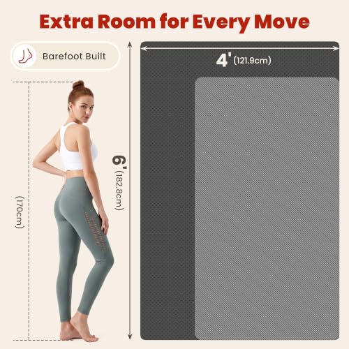 Large Yoga Mat, 6' x 4'/6' x 3' x 6mm /8mm/12mm Thick Workout Mat - color: Black, size: 72" x 48" x 0.48"