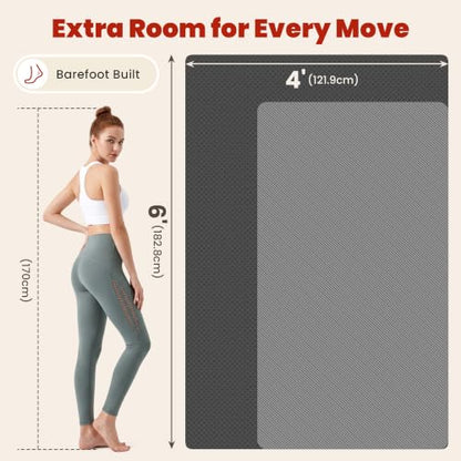 Large Yoga Mat, 6' x 4'/6' x 3' x 6mm /8mm/12mm Thick Workout Mat - color: Black, size: 72" x 48" x 0.48"