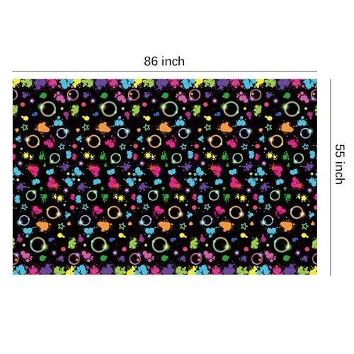 Srua Don Neon Glow Party Decorations Tablecloth, Neon Table Cover, 3 Pack | Disposable Graffiti Glow in The Dark Party Table Cloth Supplies for Birthday, 80s 90s Retro Disco, Art Parties, 55in x 86in