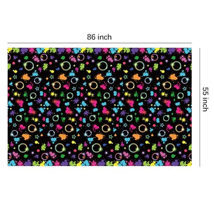 Srua Don Neon Glow Party Decorations Tablecloth, Neon Table Cover, 3 Pack | Disposable Graffiti Glow in The Dark Party Table Cloth Supplies for Birthday, 80s 90s Retro Disco, Art Parties, 55in x 86in