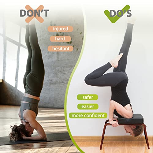 BODY RHYTHM Yoga Headstand Bench, Yoga Inversion Chair, Headstand Trainer for Relieve Stress, Improve Sleep & Digestion and Strength Training, Ideal for Home Workout, Fitness and Gym - color: Chocolate Black