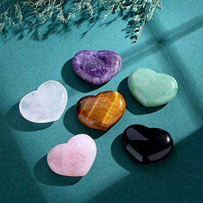 QINJIEJIE 1.8" Large Heart Stone Clear Quartz Crystals Healing Pocket Stone - color: Z - 1.8" Large - Clear Quartz Crystals