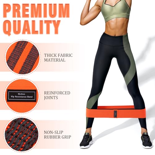 Lenwen 12 Pcs Fabric Resistance Bands Bulk - color: Orange
