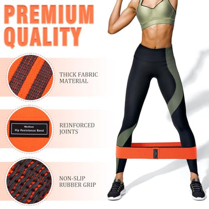 Lenwen 12 Pcs Fabric Resistance Bands Bulk - color: Orange