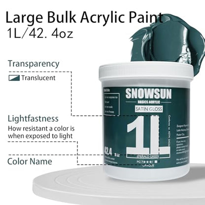 SNOWSUN Heavy Body Acrylic Paint, 1L (40oz) Bulk Emerald Green - Non Toxic Artist Grade Thick Paint for Canvas, Wood, Ceramic & Crafts - color: Emerald green