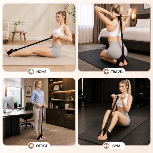 Foot Pedal Resistance Band with Wooden Handles - color: Black -Advanced Resistance
