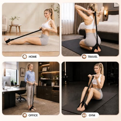 Foot Pedal Resistance Band with Wooden Handles - color: Black -Advanced Resistance