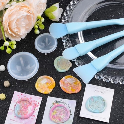 WANDIC Blue Silicone Sealing Wax Stamp Cleaning Tools Mixing Scrapers Spoon Silicone Cleaning Tools for Sealing Wax Stamp - color: Blue