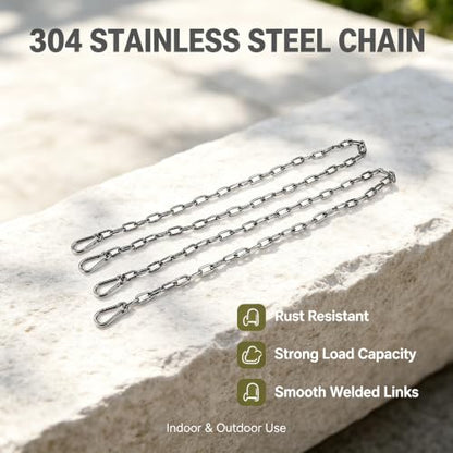 2 Pack 304 Stainless Steel Porch Swing Chains Kit, 59" Length - size: 59 in x 2pc