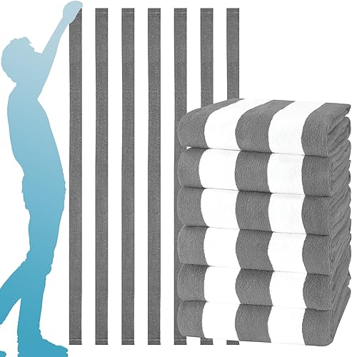 Genovega 6 Packs Oversized 72X40 Inch Stripe Beach Towel Thin Terry Set Extra Large XL Big Clearance Towels Soft Swim Pool Travel Accessories Essentials Camping Adults Men Women Gift Grey - color: Grey, size: 72.00" X 40.00"