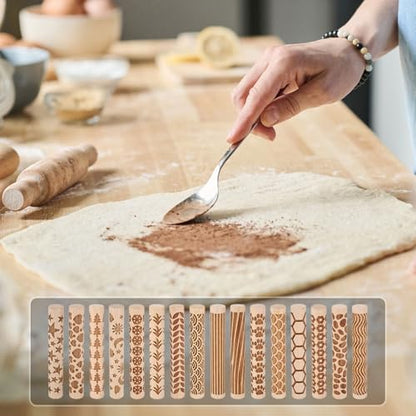 HARFINGTON Wood Clay Roller 4" Fan Pattern Rolling Pins Wood Rollers Pottery Tools Wood Grain Texture Rollers for Clay Baking Dough Playdough DIY - style: Fan