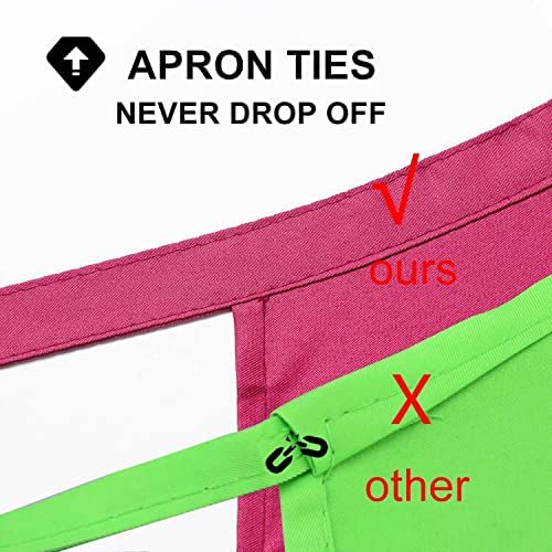 Pink Plain Bib Aprons Bulk for Women Men Adult with 2 Front Pockets (Hot Pink,15pcs), 60x70cm - color: Hot Pink-15pcs