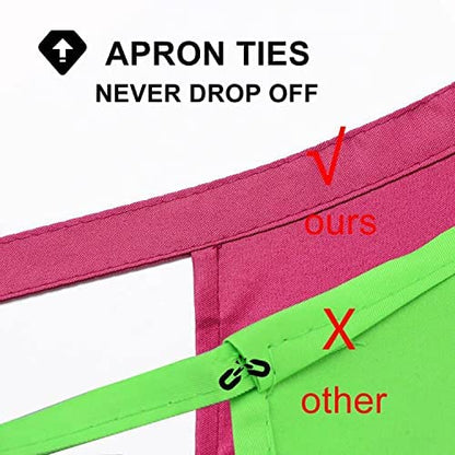 Pink Plain Bib Aprons Bulk for Women Men Adult with 2 Front Pockets (Hot Pink,15pcs), 60x70cm - color: Hot Pink-15pcs