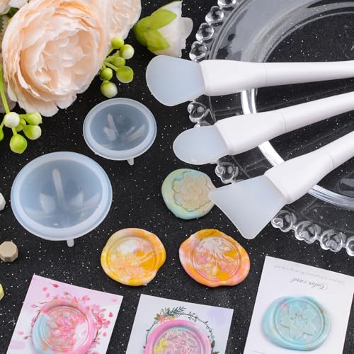 WANDIC 5 Pcs Sealing Wax Stamp Scrapers Spoon Shaped Ball Shaped Scrapers Mixing Scrapers Spoon Silicone Cleaning Tools for Sealing Glue Cleaning Tool - color: White