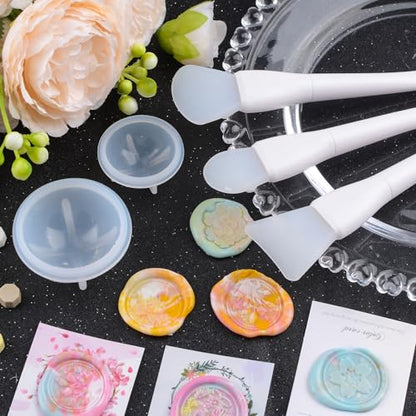 WANDIC 5 Pcs Sealing Wax Stamp Scrapers Spoon Shaped Ball Shaped Scrapers Mixing Scrapers Spoon Silicone Cleaning Tools for Sealing Glue Cleaning Tool - color: White