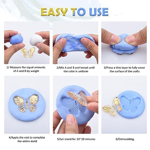 Silicone Putty, 7/8 LB Flexible Silicone Mold Making Kit -1:1 Mixing Ratio | for DIY Soap Making, Handmade Bath Bombs - Vibrant Rainbow Skin Safe Bath Bomb Colorant for Bath Bomb Supplies Kit, Crafts - color: 400g