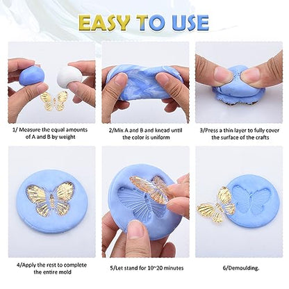 Silicone Putty, 7/8 LB Flexible Silicone Mold Making Kit -1:1 Mixing Ratio | for DIY Soap Making, Handmade Bath Bombs - Vibrant Rainbow Skin Safe Bath Bomb Colorant for Bath Bomb Supplies Kit, Crafts - color: 400g