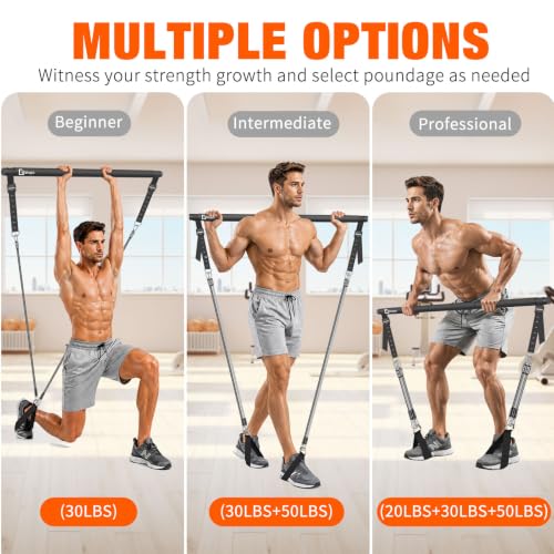 Bbtops Pilates Bar Kit with Resistance Bands,Pilates Bar with Stackable Bands Workout Equipment for Legs,Hip,Waist and Arm,Exercise Fitness Equipment for Women & Men Home Gym Yoga Pilates - color: Glossy Black