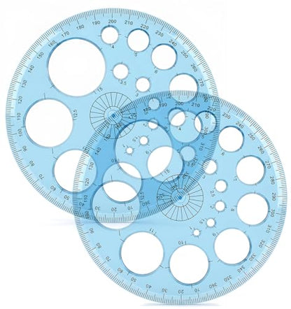 2Pcs Circle Stencils, Circle Template for Drawing Multi-Function Geometric | for School, Office, Drafting, Design Supplies