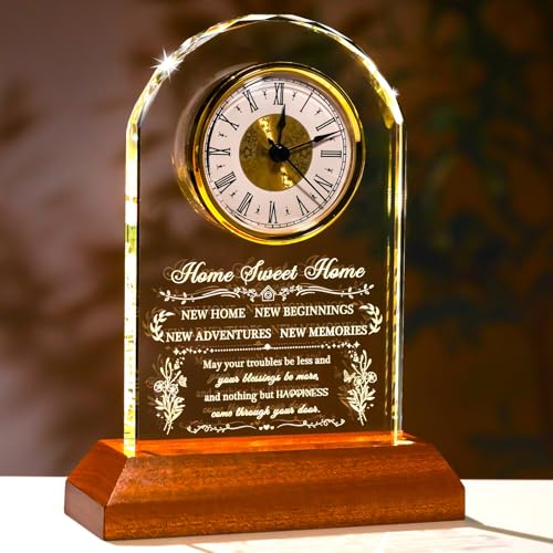 Ornalrist House Warming Gifts New Home for Women Men Glass Clock Keepsake - color: House Warming Gifts