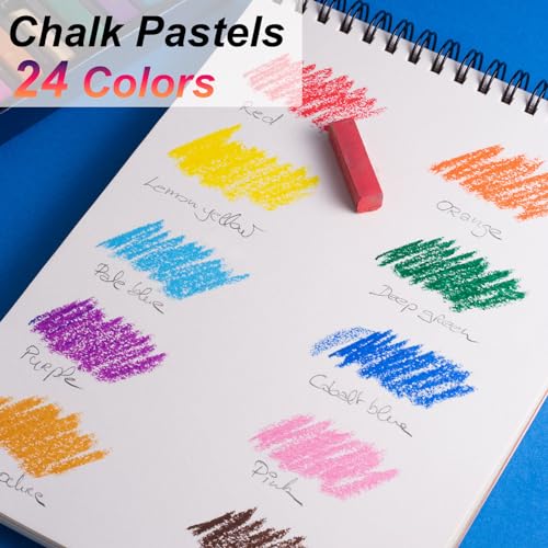24 Pcs Compressed Charcoal Sticks, 24 Pcs Vibrant Colors Chalk Sticks for Drawing, Blending, and Shading