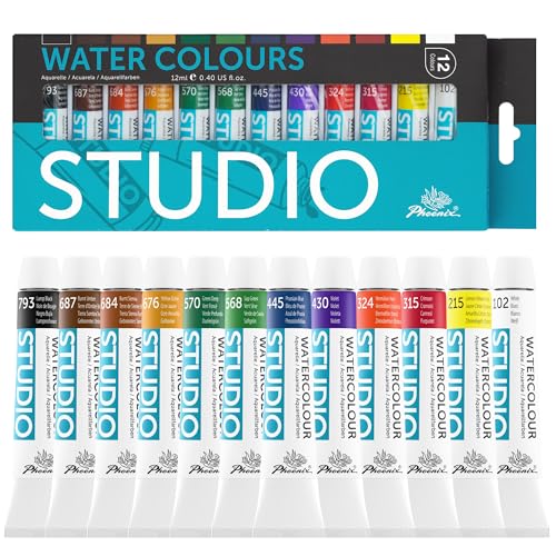 PHOENIX Watercolor Paint Tubes Set - 12x12ml / 0.4 Fl Oz Non-toxic Water Color Paint Adult Set, Watercolors Painting Supplies Art Paints for Beginners - color: 12 x 0.4 Fl Oz