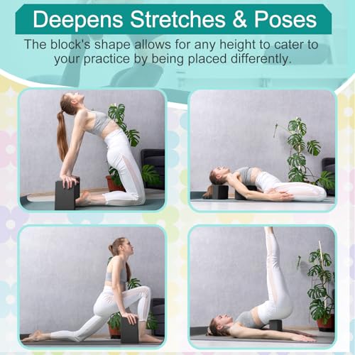 Meooeck 18 Pcs Yoga Blocks and Strap Set Include 12 EVA Foam Yoga Blocks Bulk 9"x6"x3" with 6 Adjustable 8 ft Straps D Ring Non Slip Props for Stretching Pilates Workout Studio Home Gym - color: black