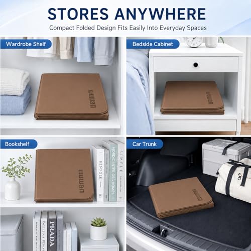 Foldable Yoga Mat 75"x31"x0.24" Portable Exercise Mat - color: Brown+Apricot