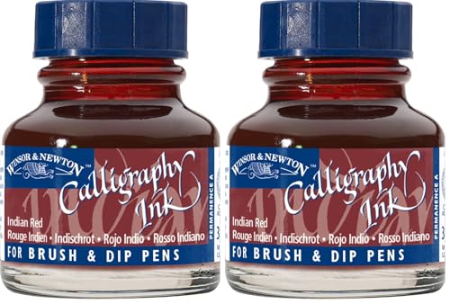 Winsor & Newton Calligraphy Ink, 30ml (1-oz) Bottle, Indian Red (Pack of 2) - color: Indian Red, size: 1 fl oz (Pack of 2)