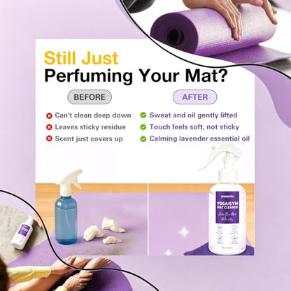 Yoga Mat Cleaner Spray - Powered By Essential Oil, Removes Sweat & Odor - size: 8.45 Fl Oz (Pack of 1)